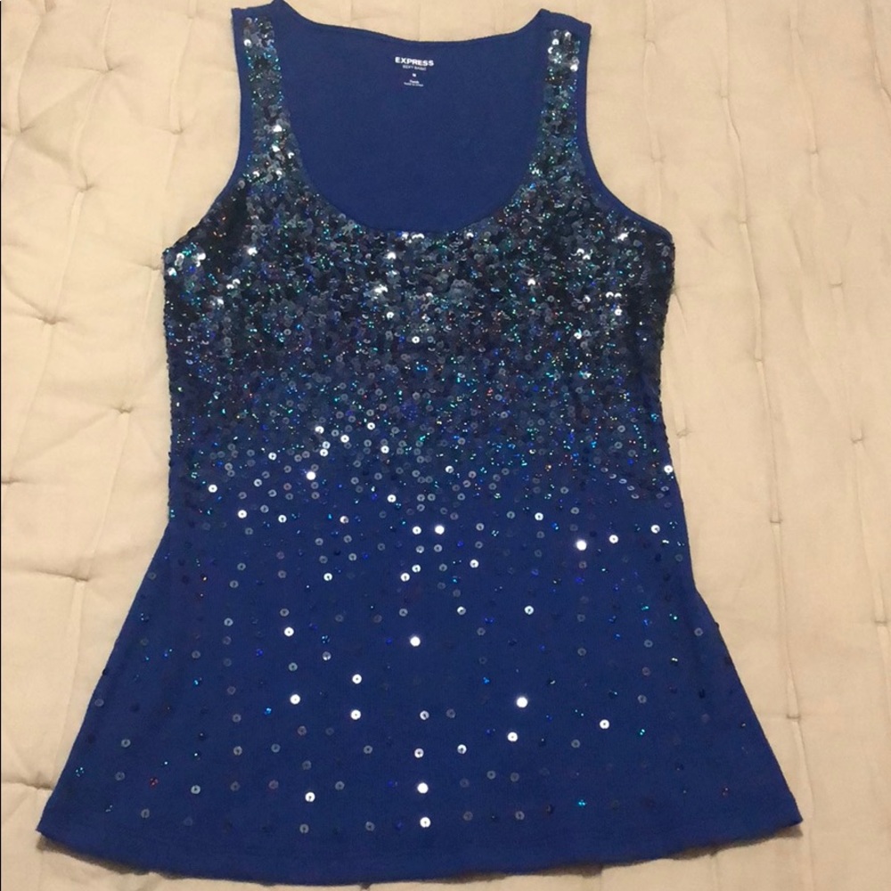 Blue Express ombré sequin tank top